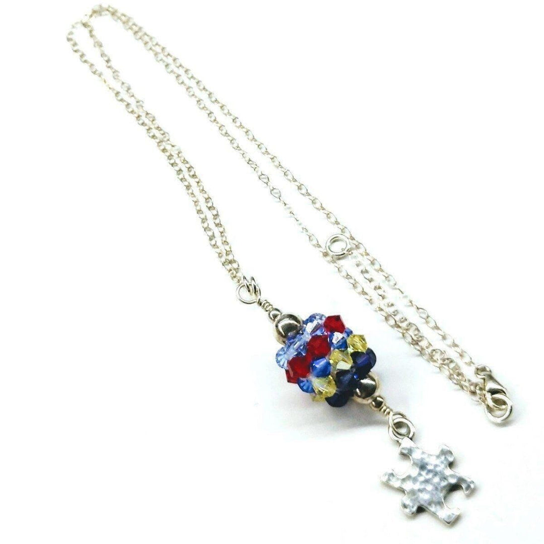 AMD1034 Sterling Silver Autism Awareness Crystal Barrel Necklace - Necklace - Alexa Martha Designs   655185149999