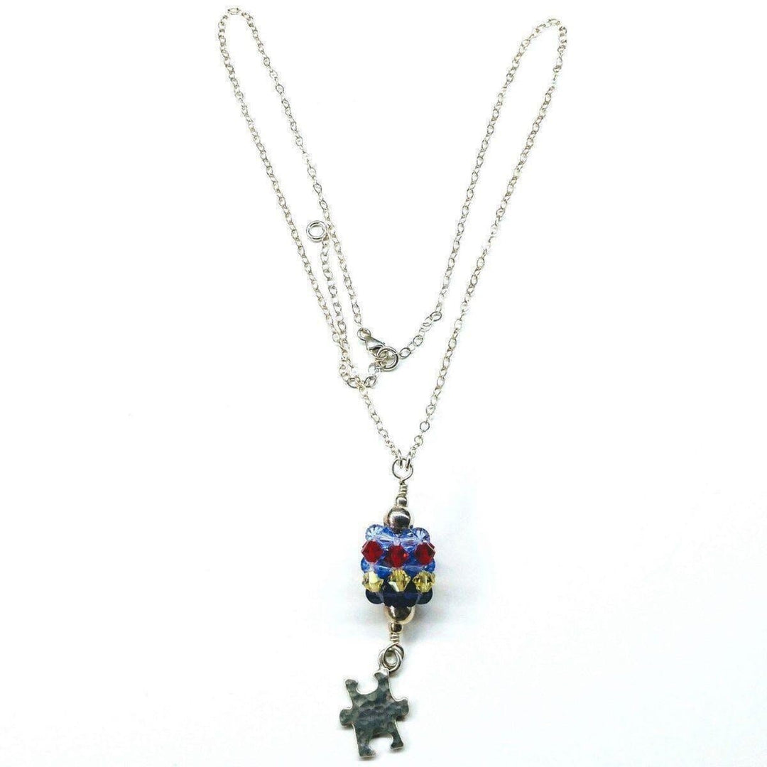 AMD1034 Sterling Silver Autism Awareness Crystal Barrel Necklace - Necklace - Alexa Martha Designs   655185149999