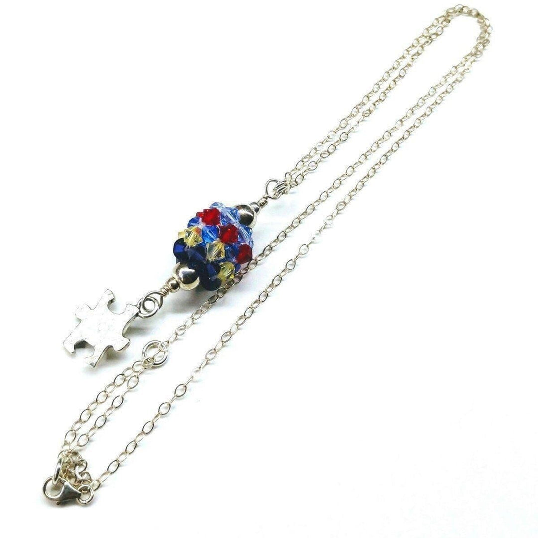 AMD1034 Sterling Silver Autism Awareness Crystal Barrel Necklace - Necklace - Alexa Martha Designs   655185149999