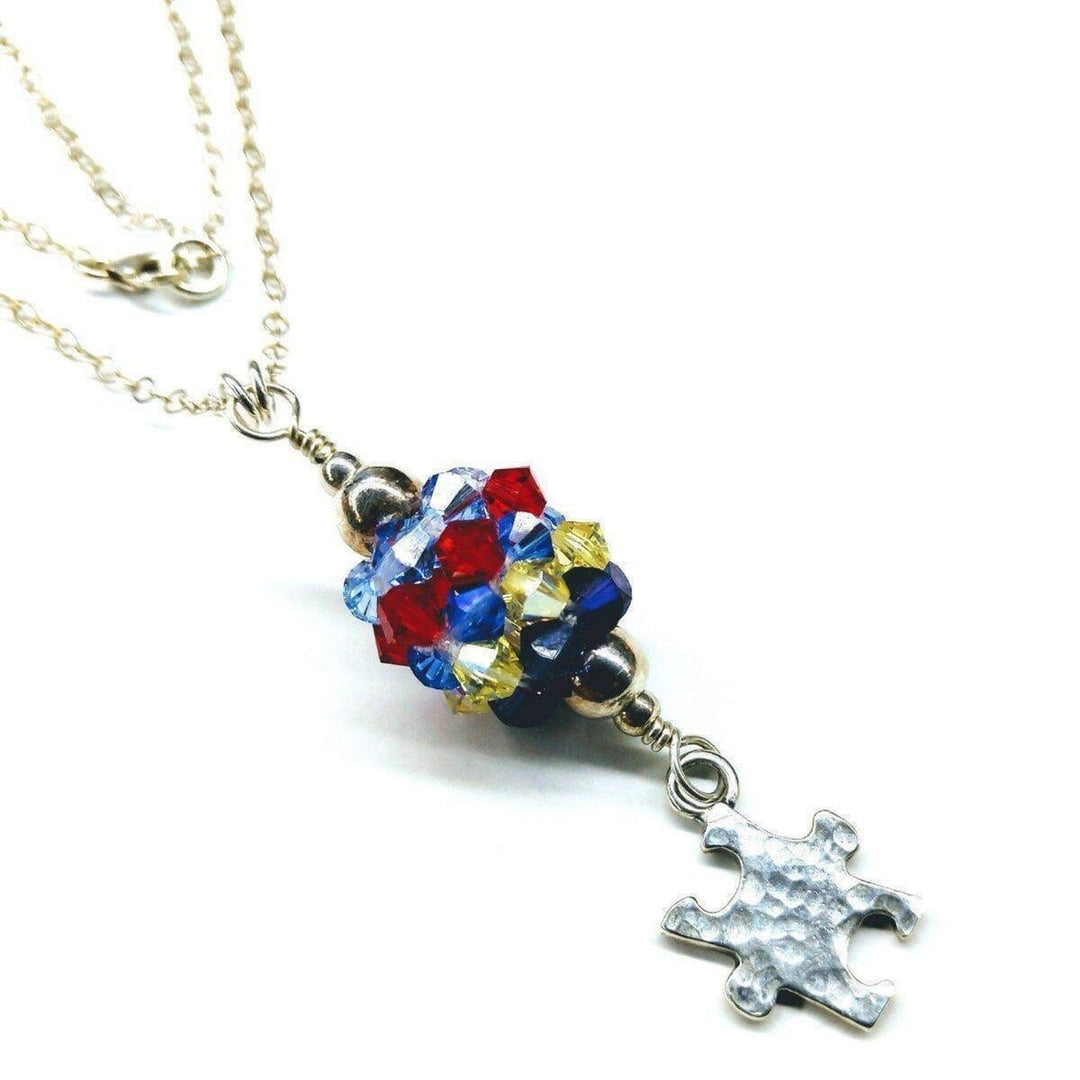 AMD1034 Sterling Silver Autism Awareness Crystal Barrel Necklace - Necklace - Alexa Martha Designs   655185149999