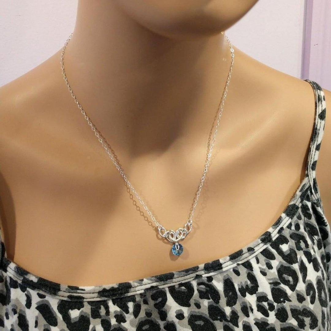 AMD1044-AMD1044-2-AMD1044-3-AMD1044-4-AMD1044-5 Silver Wire Sculpted Round Aqua Crystal Pendant Necklace - Necklace - Alexa Martha Designs   582334480431