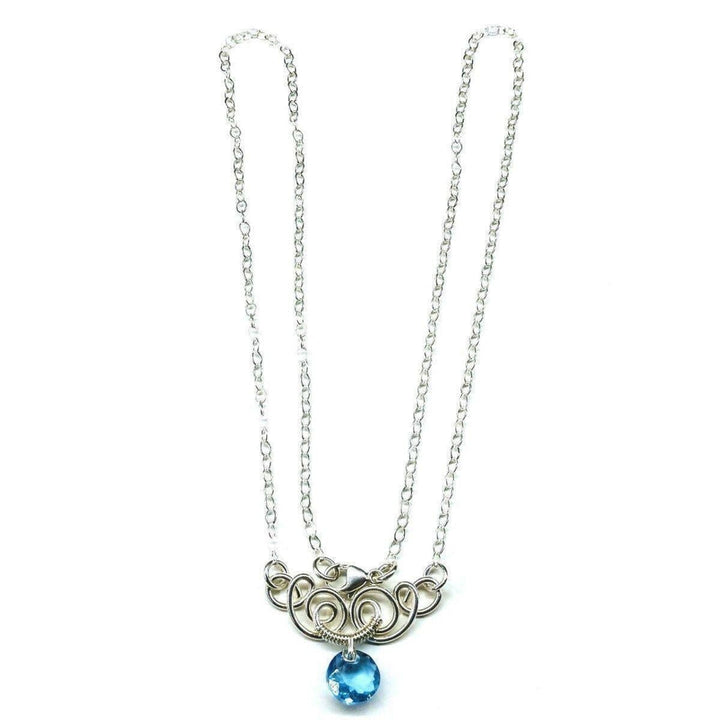 AMD1044-AMD1044-2-AMD1044-3-AMD1044-4-AMD1044-5 Silver Wire Sculpted Round Aqua Crystal Pendant Necklace - Necklace - Alexa Martha Designs   582334480431