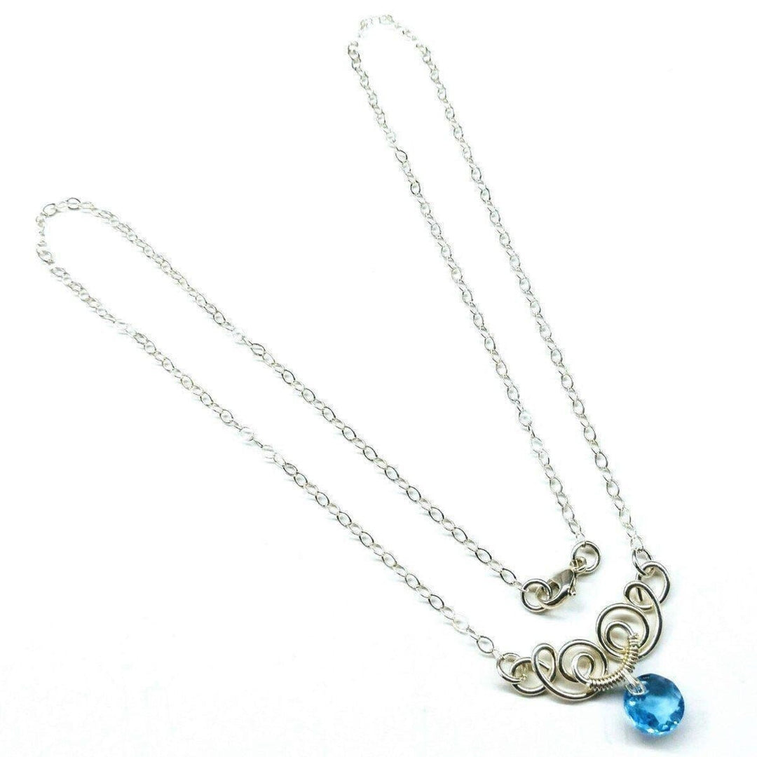 AMD1044-AMD1044-2-AMD1044-3-AMD1044-4-AMD1044-5 Silver Wire Sculpted Round Aqua Crystal Pendant Necklace - Necklace - Alexa Martha Designs   582334480431