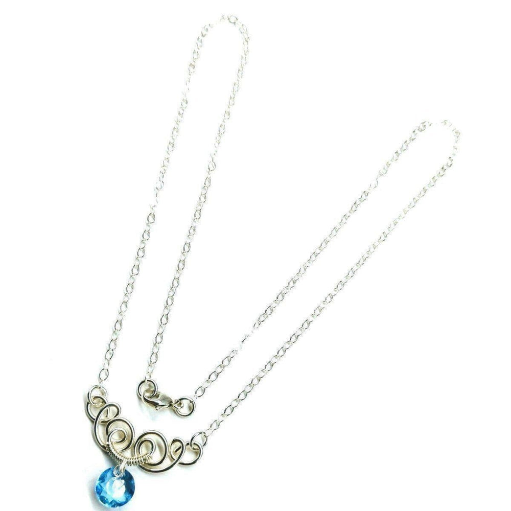 AMD1044-AMD1044-2-AMD1044-3-AMD1044-4-AMD1044-5 Silver Wire Sculpted Round Aqua Crystal Pendant Necklace - Necklace - Alexa Martha Designs   582334480431
