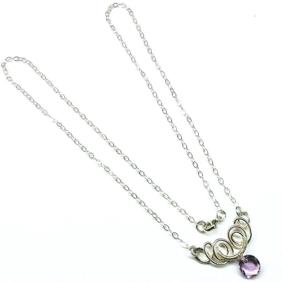AMD1044-AMD1044-2-AMD1044-3-AMD1044-4-AMD1044-5 Silver Wire Sculpted Round Aqua Crystal Pendant Necklace - Necklace - Alexa Martha Designs   582334480431