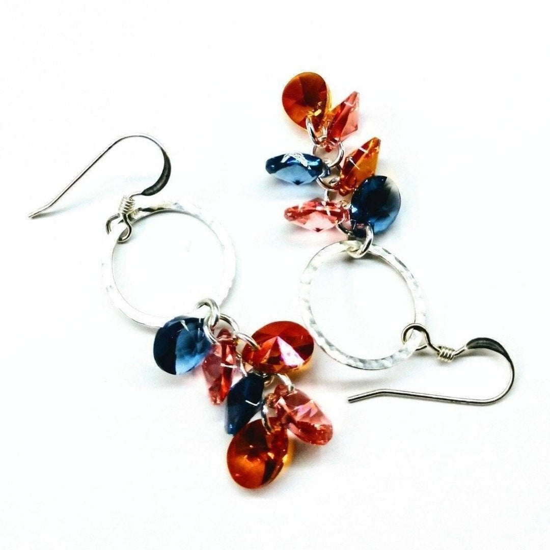 AMD1061 Silver Circle Multi Color Crystal Drop Dangle Earrings - Earrings - Alexa Martha Designs   12143075780