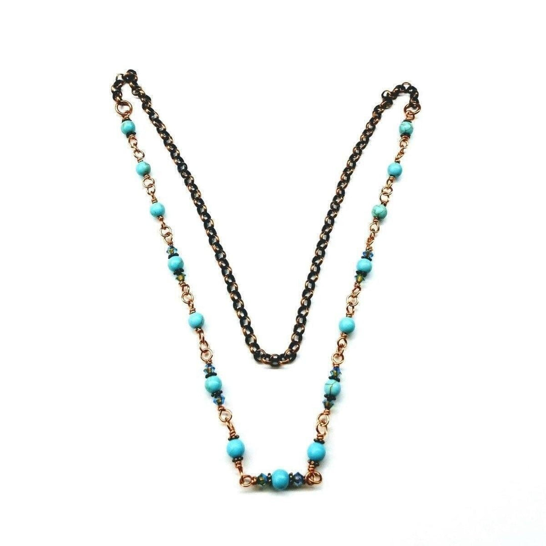 AMD1065 Wire Wrapped 24 Inches Copper Turquoise Necklace - Necklace - Alexa Martha Designs   11341126532