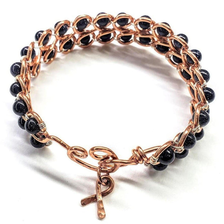 AMD1078 Wire Wrapped Child Abuse Prevention Awareness Infinity Bangle - Bracelet - Alexa Martha Designs   4697351421999
