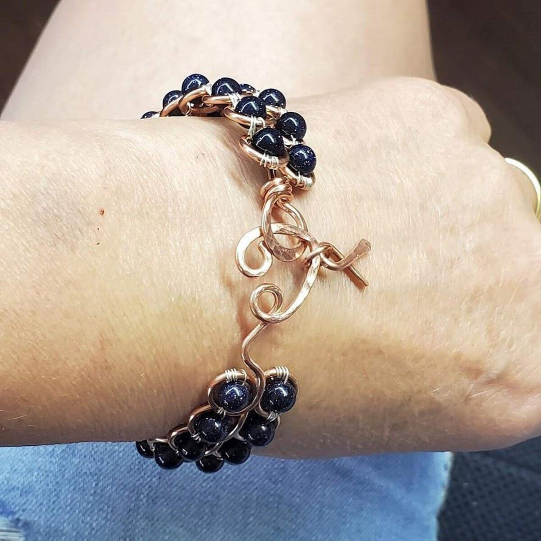 AMD1078 Wire Wrapped Child Abuse Prevention Awareness Infinity Bangle - Bracelet - Alexa Martha Designs   4697351421999