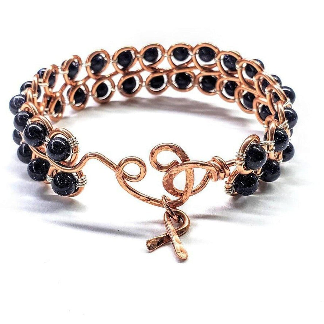 AMD1078 Wire Wrapped Child Abuse Prevention Awareness Infinity Bangle - Bracelet - Alexa Martha Designs   4697351421999