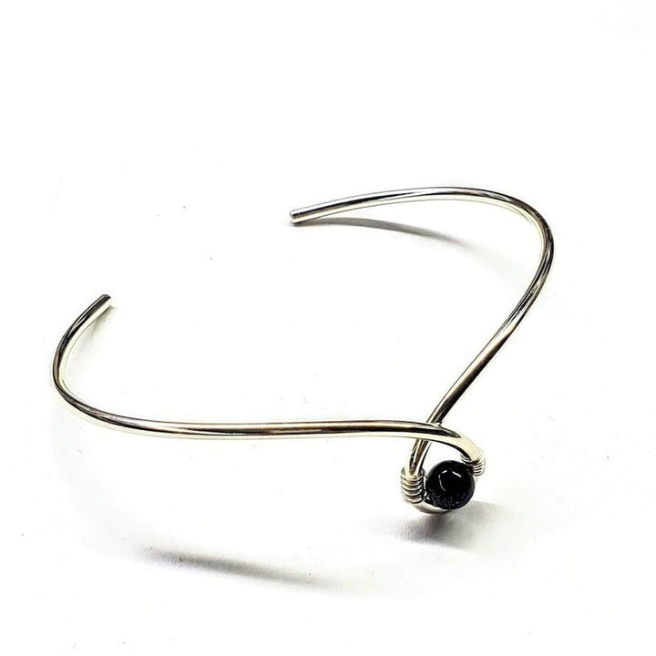 AMD1082-AMD1082-2-AMD1082-3 Sterling Silver Blue Bead Ribbon Child Abuse Awareness Teardrop Bangle - Bracelet - Alexa Martha Designs   4698157219887
