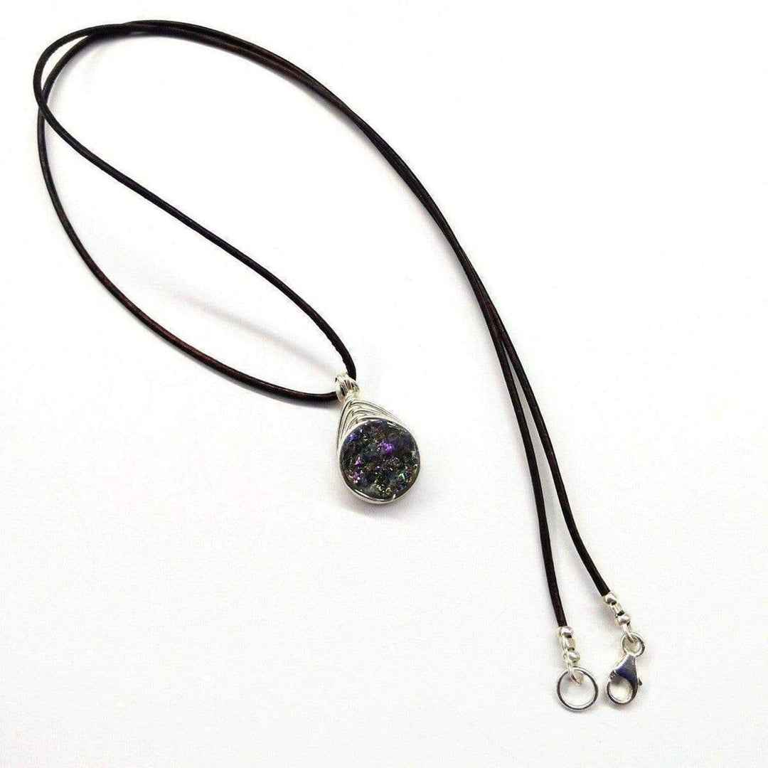 AMD1083 Wire Wrapped Rainbow Druzy Necklace - Necklace - Alexa Martha Designs   1161408512047