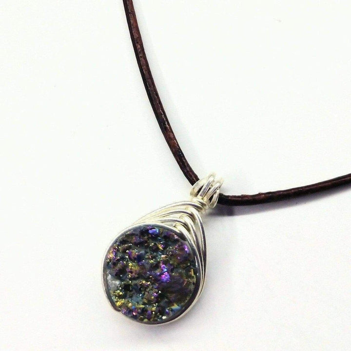 AMD1083 Wire Wrapped Rainbow Druzy Necklace - Necklace - Alexa Martha Designs   1161408512047