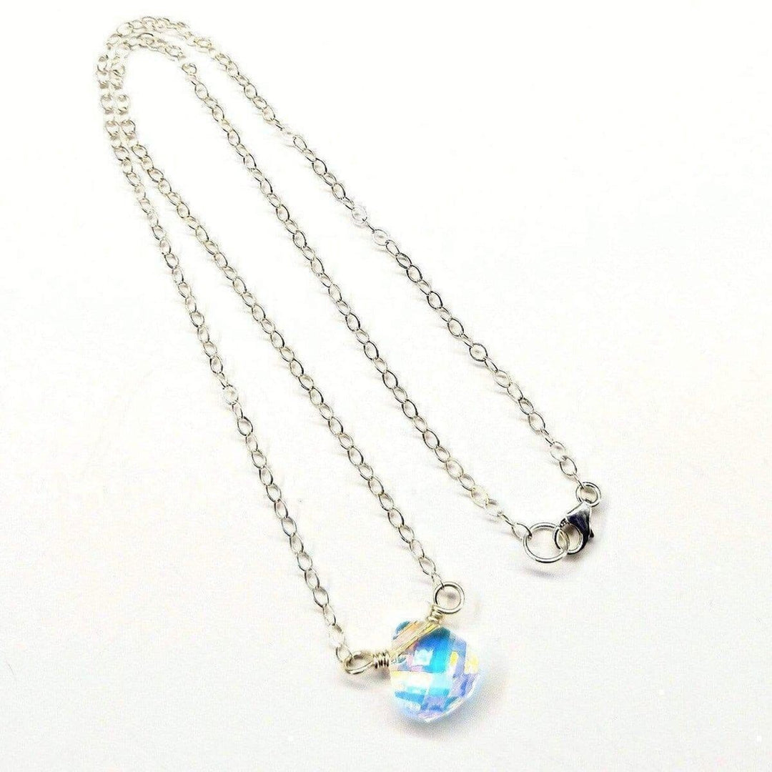 AMD1084 Sterling Silver Wire Wrapped Crystal Briolette Drop Necklace - Necklace - Alexa Martha Designs   1161953083439