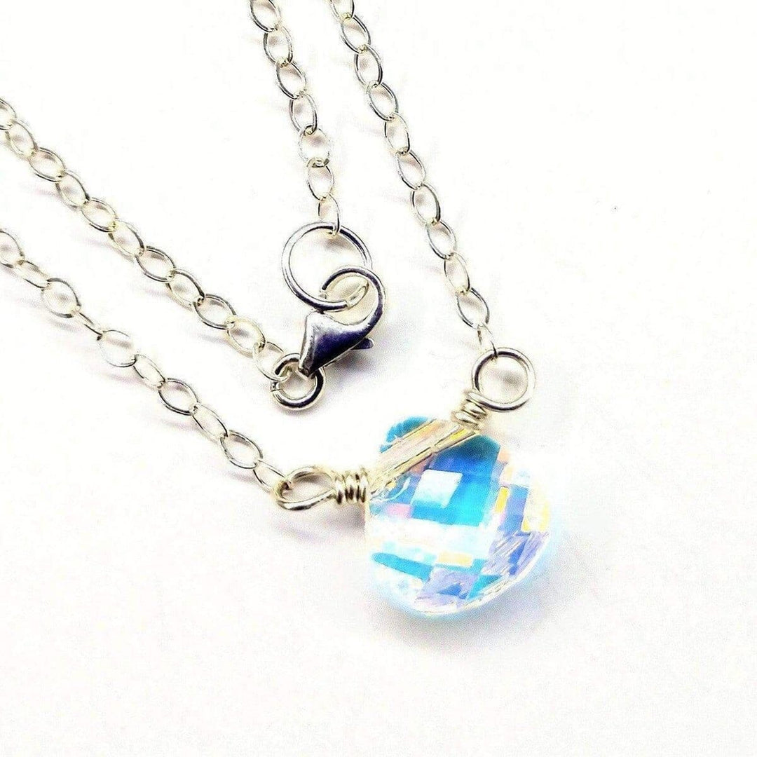 AMD1084 Sterling Silver Wire Wrapped Crystal Briolette Drop Necklace - Necklace - Alexa Martha Designs   1161953083439