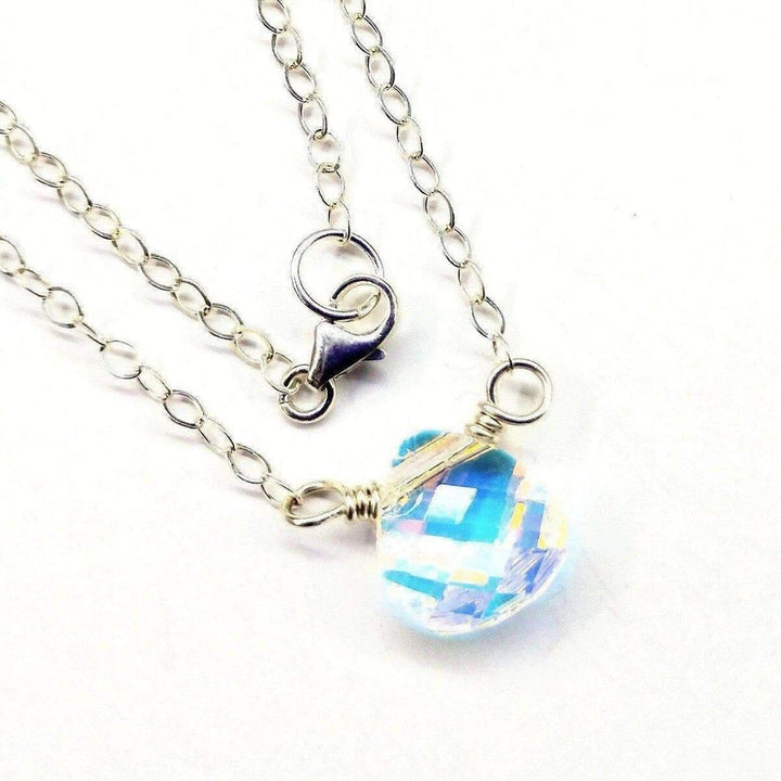 AMD1084 Sterling Silver Wire Wrapped Crystal Briolette Drop Necklace - Necklace - Alexa Martha Designs   1161953083439