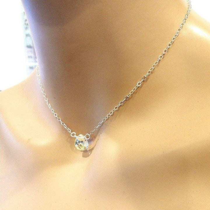 AMD1084 Sterling Silver Wire Wrapped Crystal Briolette Drop Necklace - Necklace - Alexa Martha Designs   1161953083439