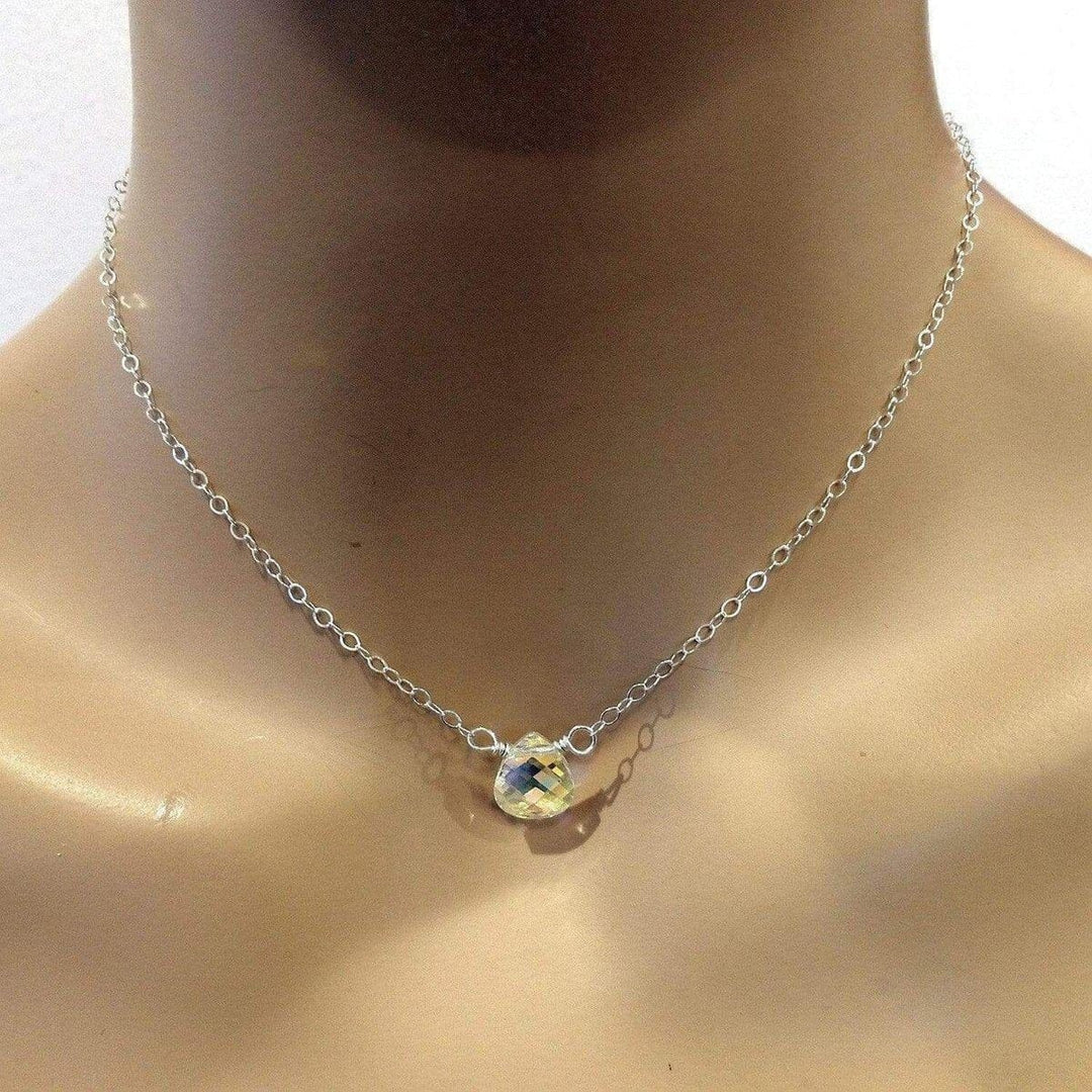 AMD1084 Sterling Silver Wire Wrapped Crystal Briolette Drop Necklace - Necklace - Alexa Martha Designs   1161953083439