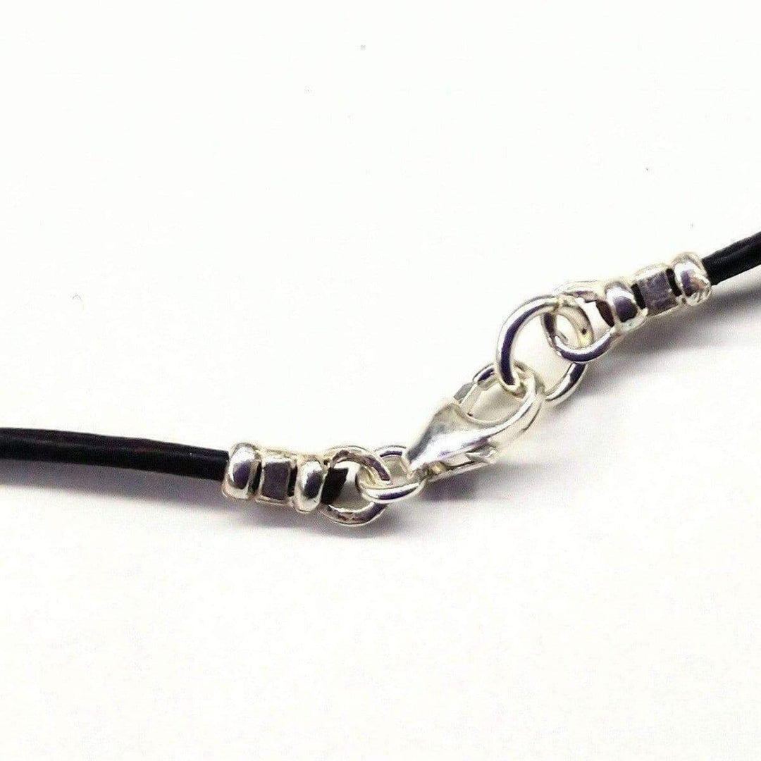 AMD1088 Sterling Silver Autism Awareness Puzzle Piece Leather Necklace - Necklace - Alexa Martha Designs   1174394306607