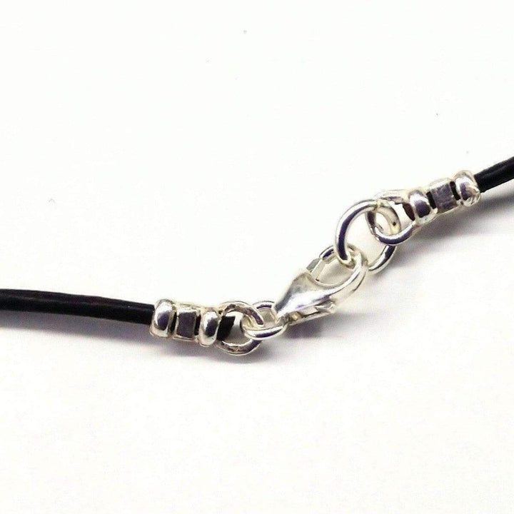 AMD1088 Sterling Silver Autism Awareness Puzzle Piece Leather Necklace - Necklace - Alexa Martha Designs   1174394306607