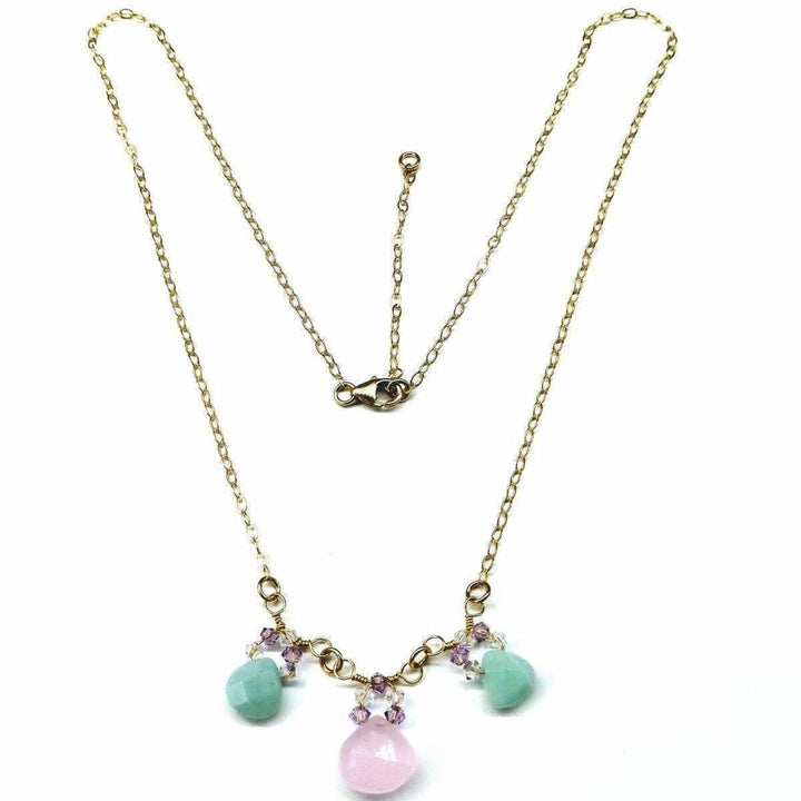 AMD1090 Beautiful Light Pink and Mint Chalcedony 14 Kt Gold Filled Necklace - Necklace - Alexa Martha Designs   10299157572