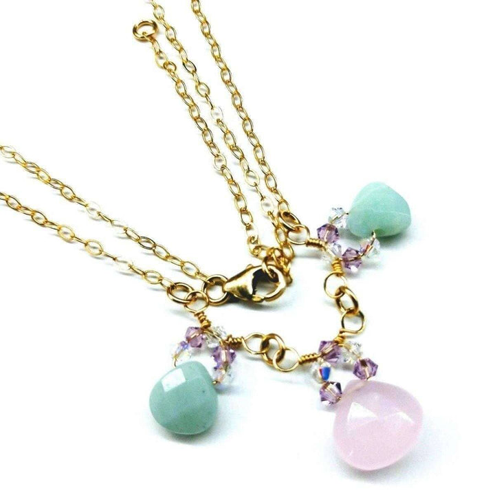 AMD1090 Beautiful Light Pink and Mint Chalcedony 14 Kt Gold Filled Necklace - Necklace - Alexa Martha Designs   10299157572