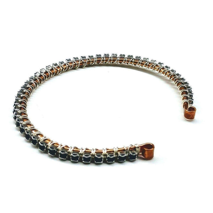 AMD1091-AMD1091-2-AMD1091-3 Wire Wrapped Copper Silver Black Crystal Rhinestone Bangle - Bracelet - Alexa Martha Designs   9707639236