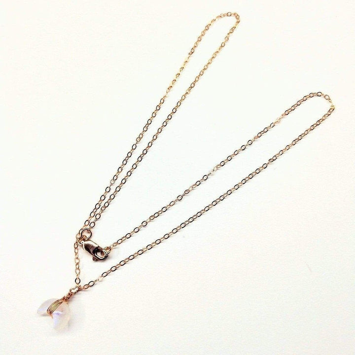 AMD1093 Rose Gold Wire Wrapped Crescent Moonstone Necklace - Necklaces - Alexa Martha Designs   1192685174831