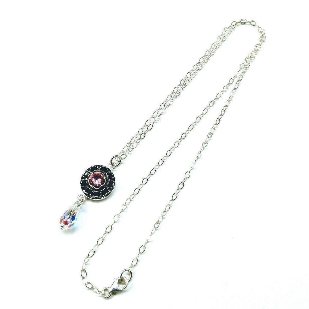 AMD1095 Silver Vintage Style Black Rose Crystal Rhinestone Necklace - Necklaces - Alexa Martha Designs   11836411012