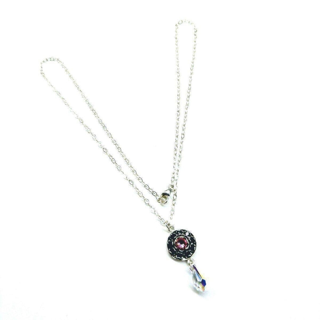 AMD1095 Silver Vintage Style Black Rose Crystal Rhinestone Necklace - Necklaces - Alexa Martha Designs   11836411012