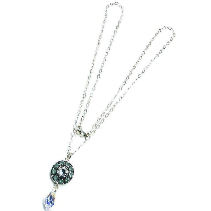 AMD1097 Silver Vintage Style Blue Opal Crystal Drop Rhinestone Necklace - Necklaces - Alexa Martha Designs   11852505668