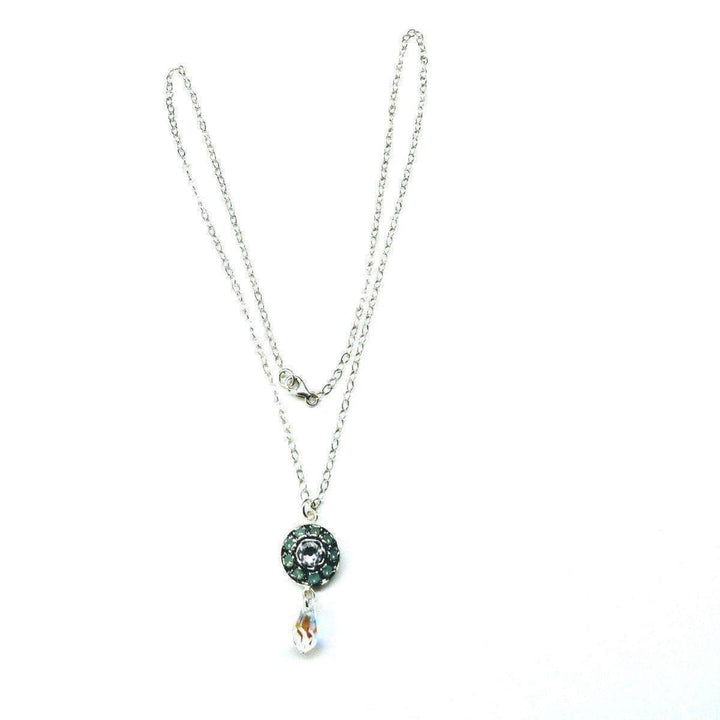 AMD1097 Silver Vintage Style Blue Opal Crystal Drop Rhinestone Necklace - Necklaces - Alexa Martha Designs   11852505668