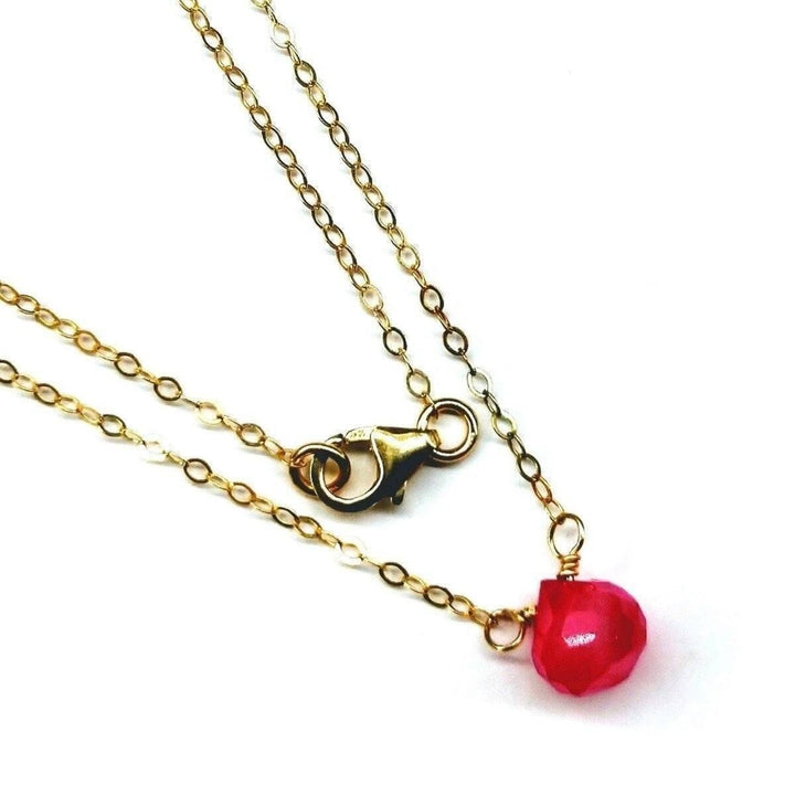 AMD1105 Tiny Hot Pink Chalcedony Gold Filled Necklace - Necklace - Alexa Martha Designs   9302035716