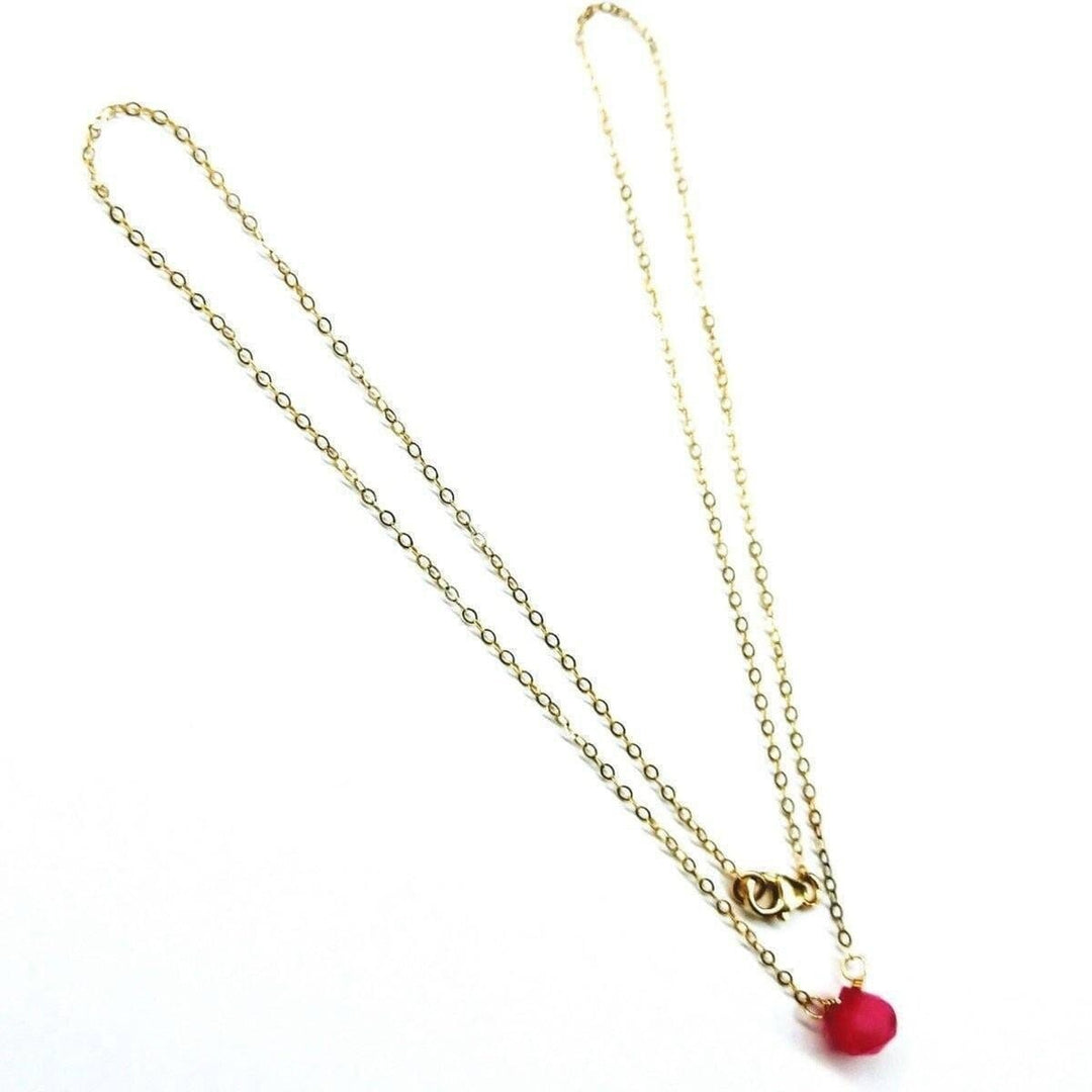 AMD1105 Tiny Hot Pink Chalcedony Gold Filled Necklace - Necklace - Alexa Martha Designs   9302035716