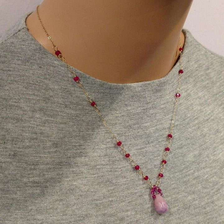 AMD1107 Lavender Jade Drop Gemstone Wire Wrapped 14KT Gold Filled Necklace - Necklace - Alexa Martha Designs   9319384132