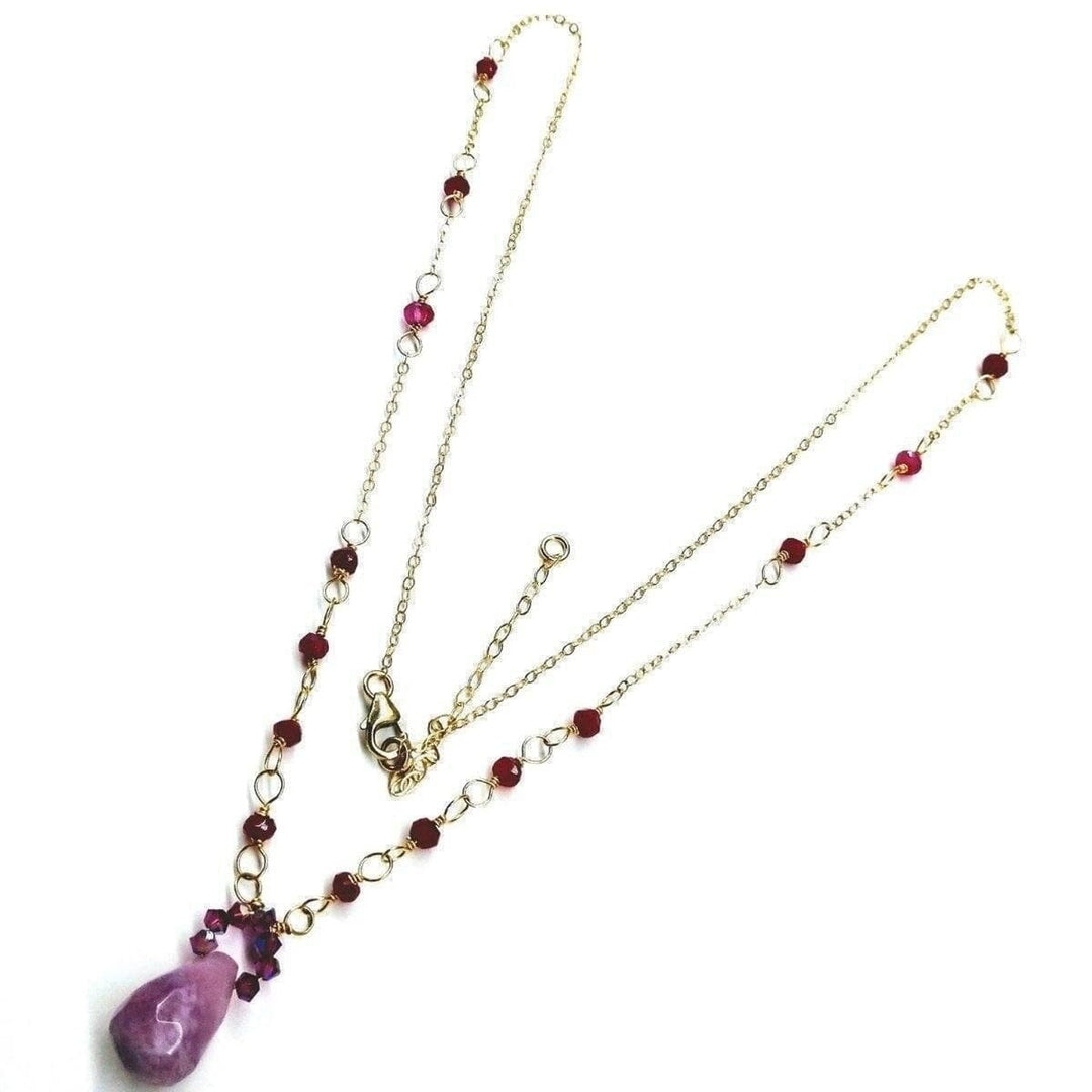 AMD1107 Lavender Jade Drop Gemstone Wire Wrapped 14KT Gold Filled Necklace - Necklace - Alexa Martha Designs   9319384132