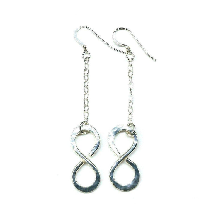 AMD1115 Sterling Silver Hammer Patterned Infinity Earrings - Earrings - Alexa Martha Designs   11593361284