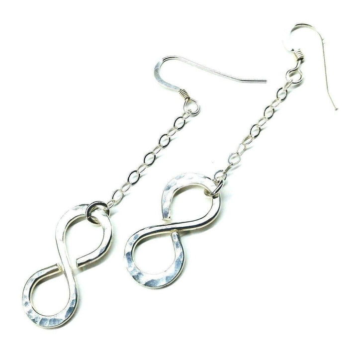 AMD1115 Sterling Silver Hammer Patterned Infinity Earrings - Earrings - Alexa Martha Designs   11593361284