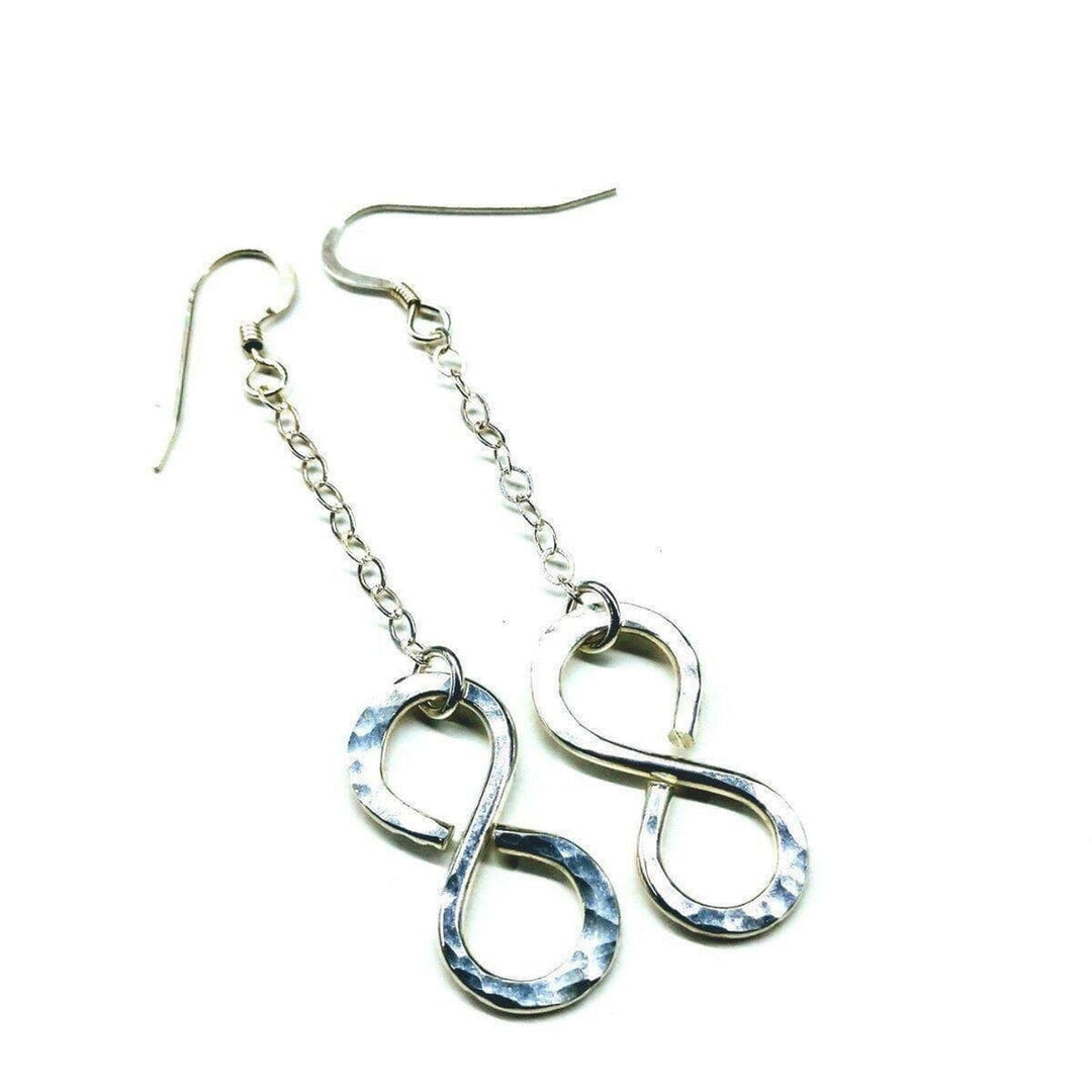 AMD1115 Sterling Silver Hammer Patterned Infinity Earrings - Earrings - Alexa Martha Designs   11593361284