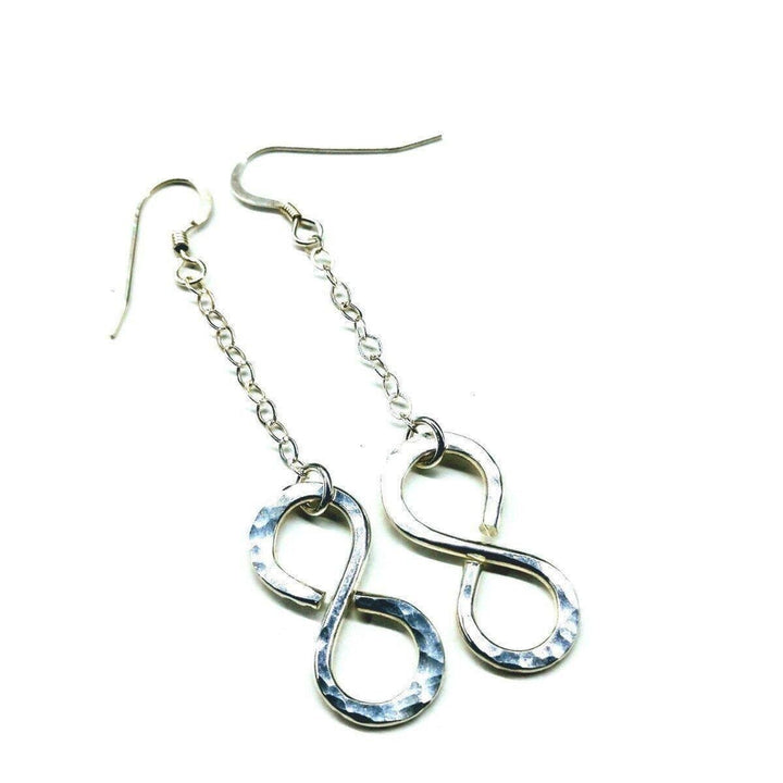 AMD1115 Sterling Silver Hammer Patterned Infinity Earrings - Earrings - Alexa Martha Designs   11593361284