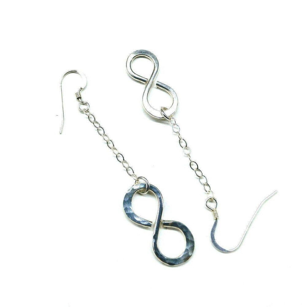 AMD1115 Sterling Silver Hammer Patterned Infinity Earrings - Earrings - Alexa Martha Designs   11593361284