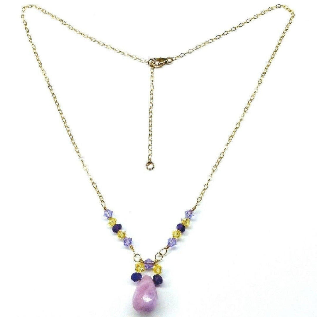 AMD1126 Lavender Candy Jade Drop Gold Wire Wrapped Necklace - Necklaces - Alexa Martha Designs   10969285828