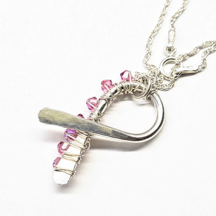 AMD1129 2024 Breast Cancer Awareness Crystal Ribbon Necklace - Limited Edition of 10 - Necklace - Alexa Martha Designs   6768965058607