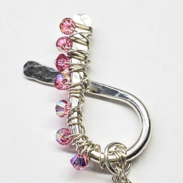 AMD1129 2024 Breast Cancer Awareness Crystal Ribbon Necklace - Limited Edition of 10 - Necklace - Alexa Martha Designs   6768965058607