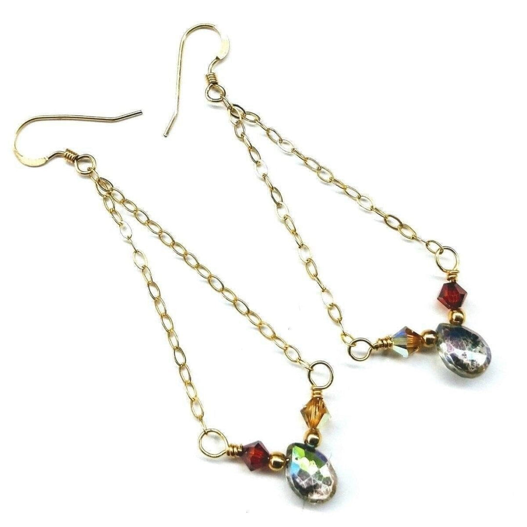 AMD1131 Mystic Rainbow Quartz Drop Gold Filled Earrings - Earrings - Alexa Martha Designs   10878661252