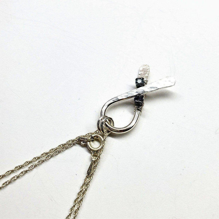 AMD1146 Silver Suicide Prevention Awareness Ribbon Necklace with Purple and Teal Crystals - Necklace - Alexa Martha Designs   9726141060