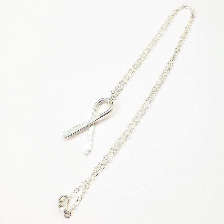 AMD1158 Sterling Silver Awareness Ribbon Necklace - Necklace - Alexa Martha Designs   1336268816431