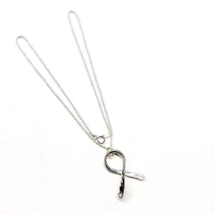 AMD1158 Sterling Silver Awareness Ribbon Necklace - Necklace - Alexa Martha Designs   1336268816431