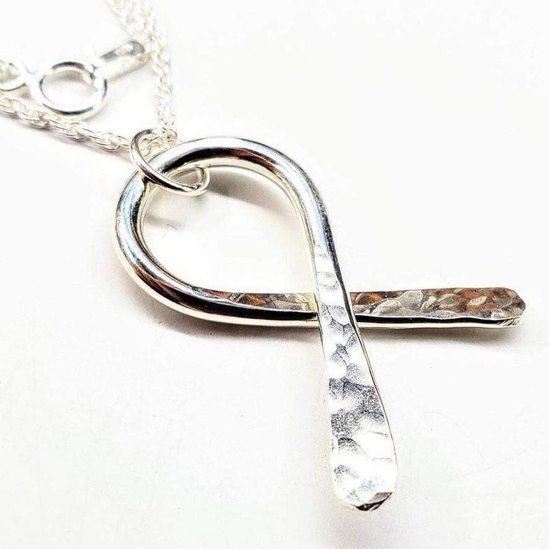 AMD1158 Sterling Silver Awareness Ribbon Necklace - Necklace - Alexa Martha Designs   1336268816431