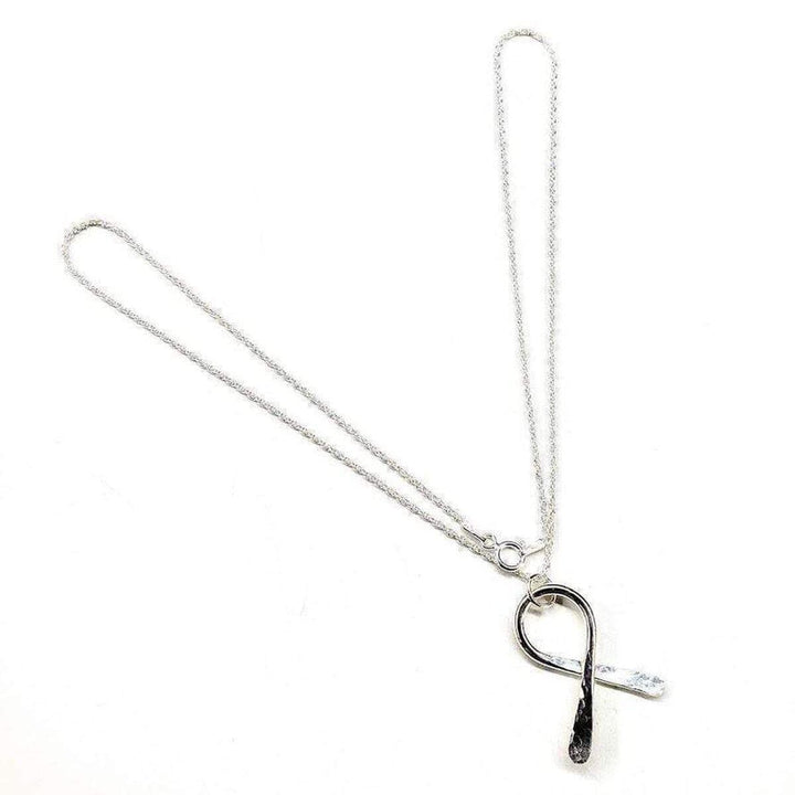 AMD1158 Sterling Silver Awareness Ribbon Necklace - Necklace - Alexa Martha Designs   1336268816431